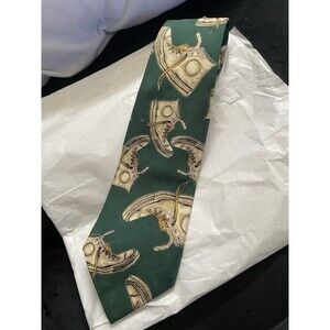 Polo Ralph Lauren Green Silk Tie All Over Sneaker /Hand Made/USA 3.5" W X 55" L